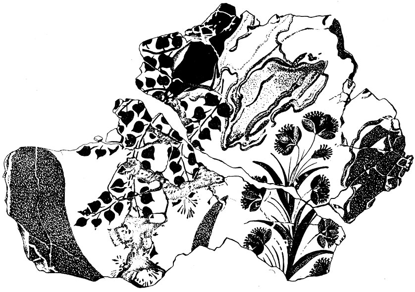 Ветви и цветы. Фрагмент фрески из Агиа Триады.