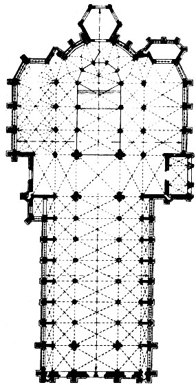 Собор св. Гудулы в Брюсселе. 1220 г. - 15 в., основное строительство - в 14 в. План.