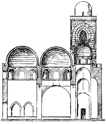 Церковь Сан Джованни дельи. Эремити  в Палермо. Продольный разрез.