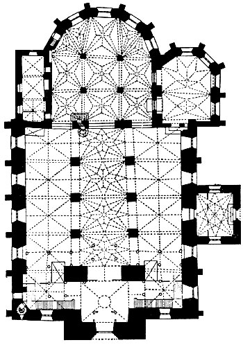 Церковь Олевисте в Таллине. Основное строительство в 13 в., башня западного фасада - 15 - начало 16 в. План.