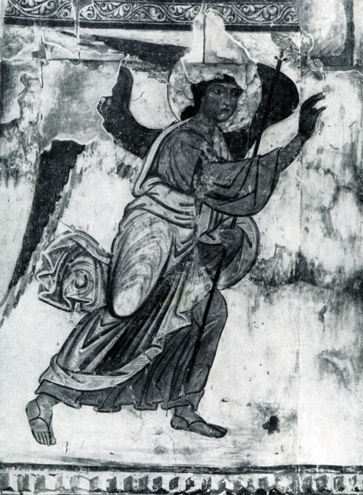 66.  Ангел. Фрагмент фрески «Благовещение» храма в Атени. Начало 10 в. или 2-я половина 11 в.
