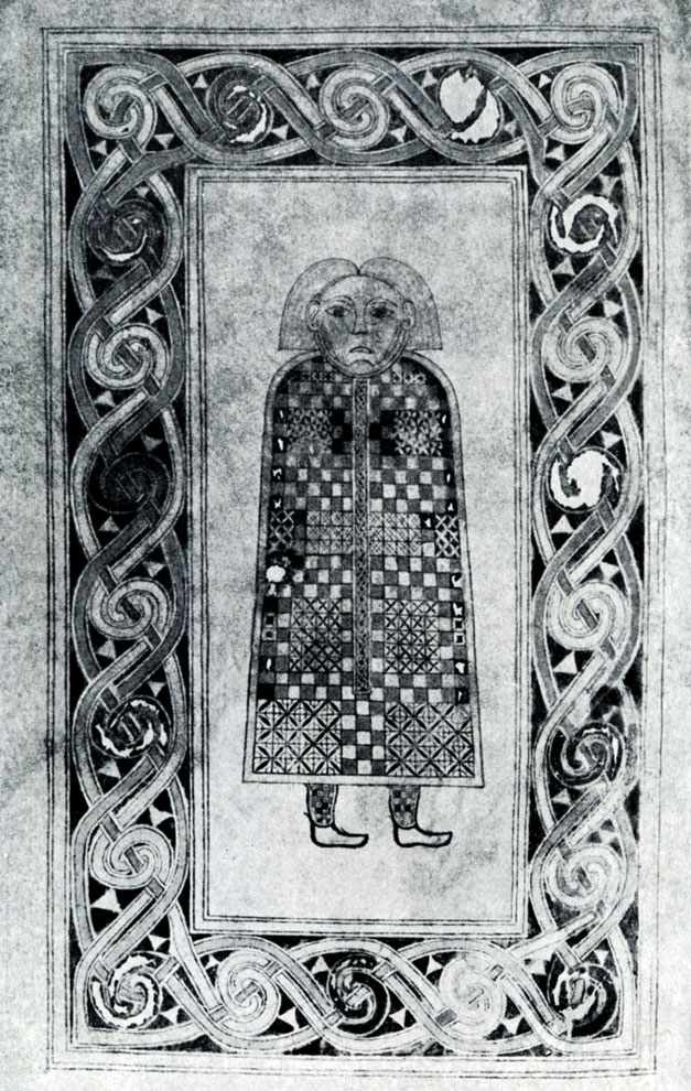 160.  Символ евангелиста Матфея. Миниатюра Евангелия из Дурроу. Около 700 г. Дублин. Тринити-колледж, библиотека.