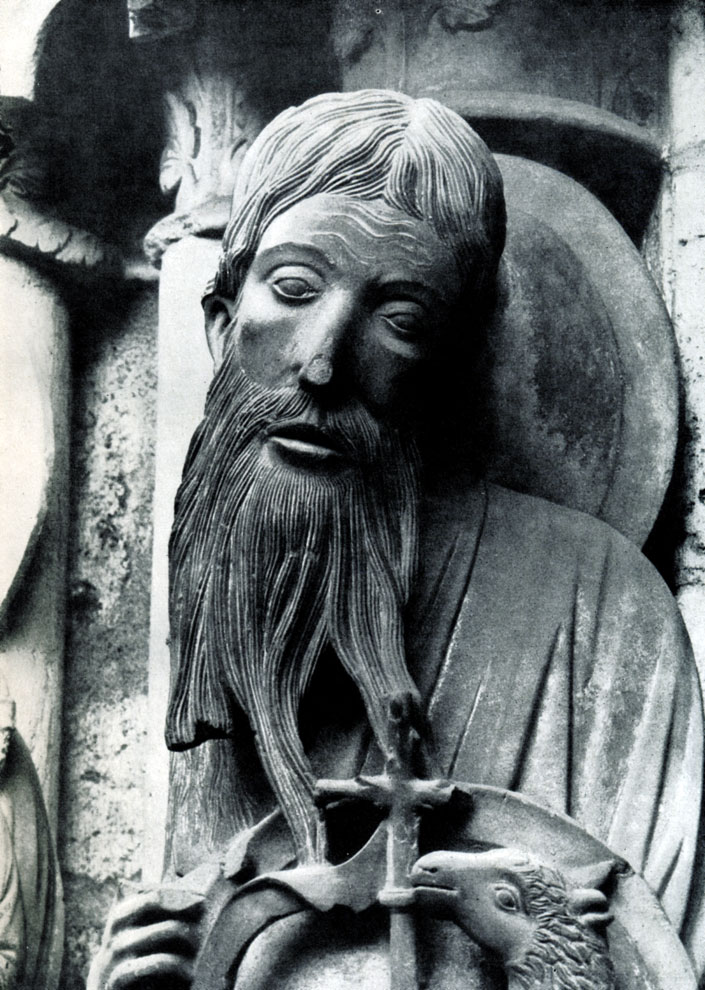 213.  Иоанн Креститель. Статуя северного портала собора в Шартре. Фрагмент. 1200-1210 гг.