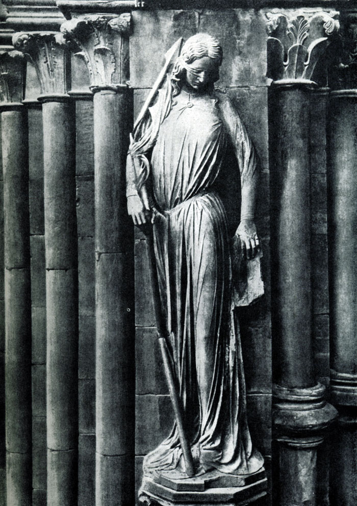 233.  Синагога. Статуя   собора   в   Страсбурге. Портал южного фасада трансепта. 30-е гг. 13 в.