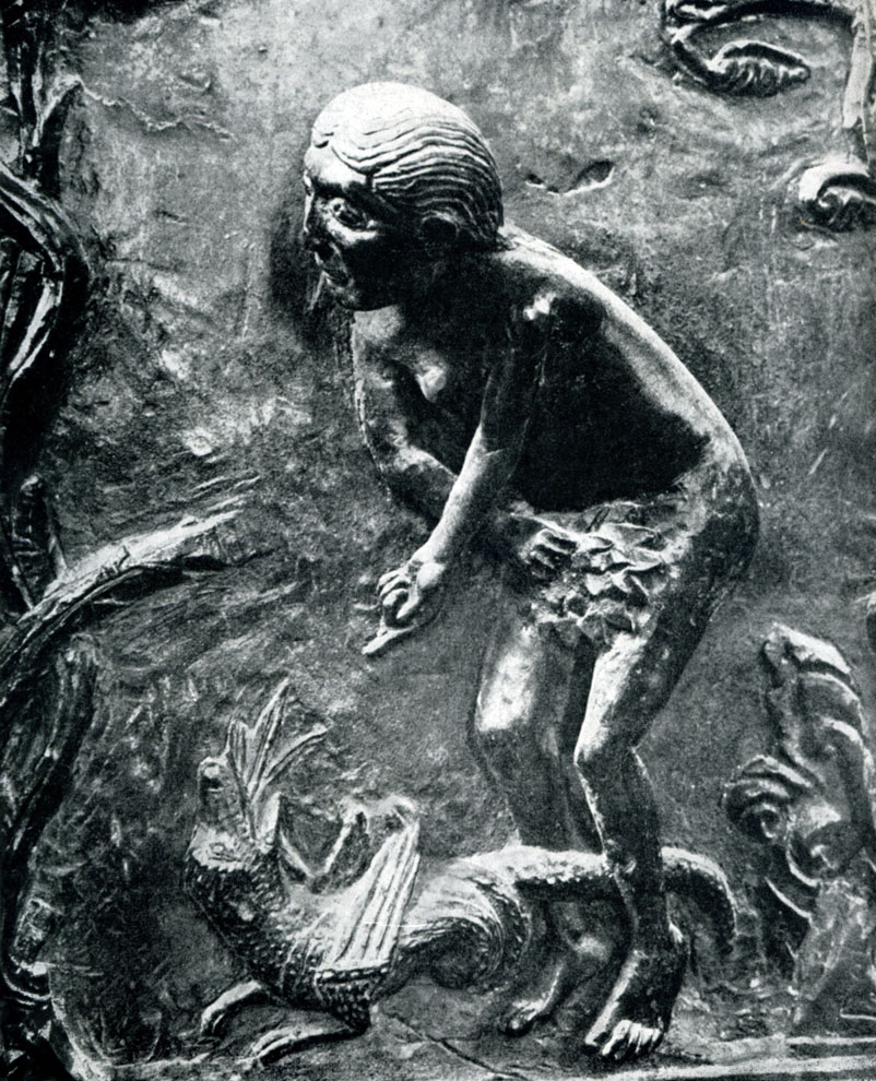 256.  Ева.  Фрагмент  рельефа  бронзовых  дверей из церкви св. Михаила в Гильдесгейме.