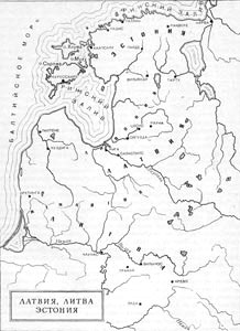 Карта Латвии, Литвы, Эстонии