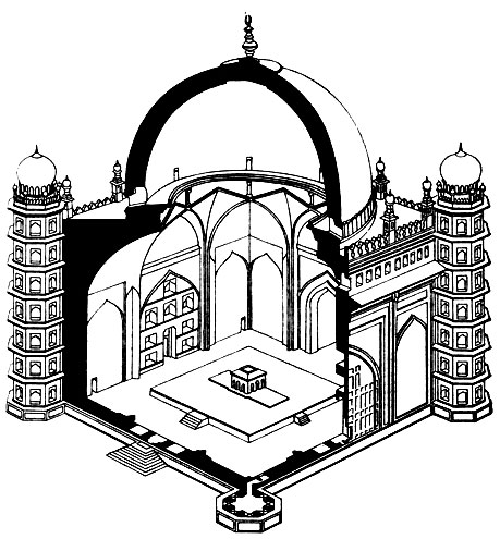 Мавзолей Мухаммеда Адиль-шаха в Биджапуре. Аксонометрия.