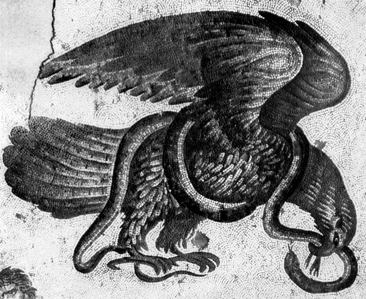  4.   .       . Vie.(L'Aigle et le Serpent. Fragment de la mosaique du Grand Palais de Constantinople. Vie s.) 