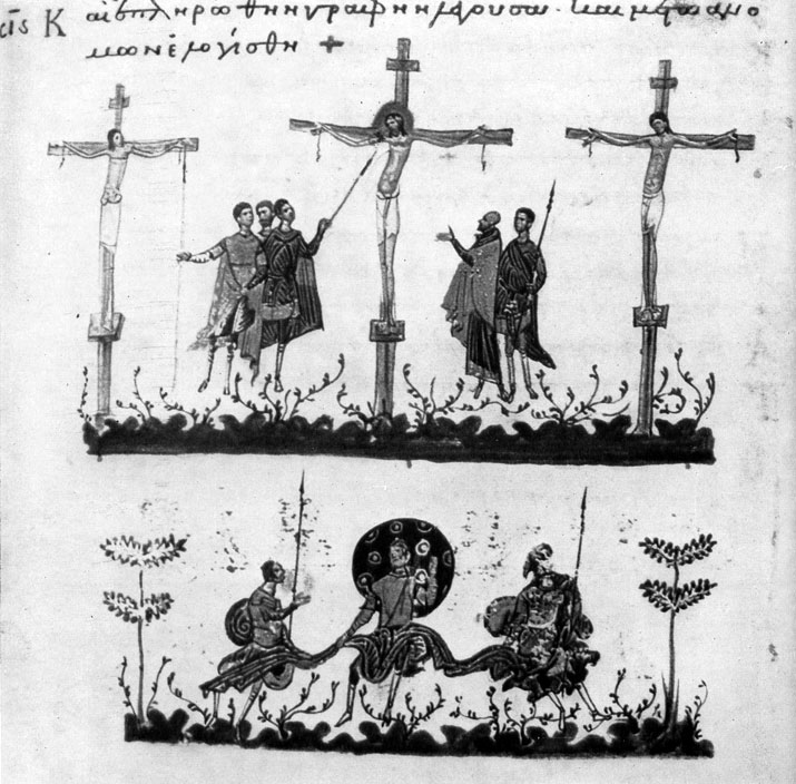  10. .  .  XI . .  .(Crucifiement. Miniature d'un Evangile du milieu du Xle s. Bibliotheque na-tionale, Paris.) 