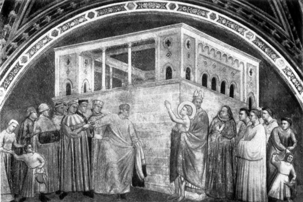  35. .    . .    .  1317.(Giotto. Saint Francois reniant son pere. Fresque apres 1317. Santa Croce, Florence.) 