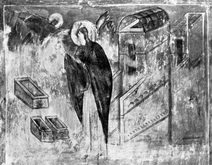  49.  .      .   XIV .(La Priere de Sainte-Anne. Fresque de 1'eglise de 1'Assomption du Champ de Volotovo. Seconde moitie du XlVe s.) 