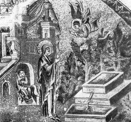  50.  . .  .  XIV .(La Priere de Sainte-Anne. Mosaique du debut du XlVe s. Kahrie Djami.) 