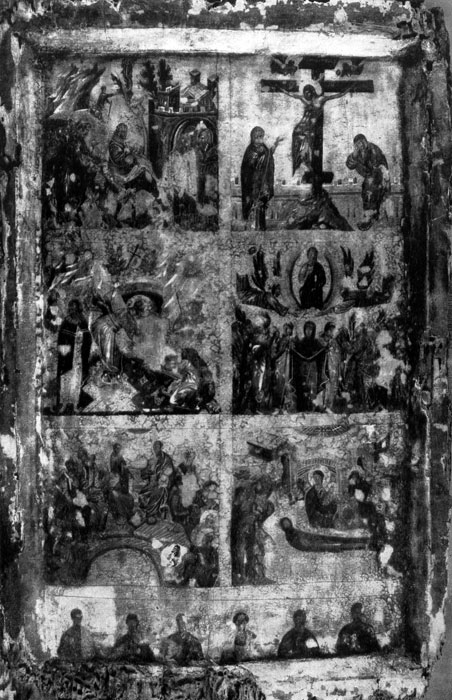  66.  .  . XIV .(Les Six Fetes. Icone byzantine du XlVe s. Ermitage de Leningrad.) 