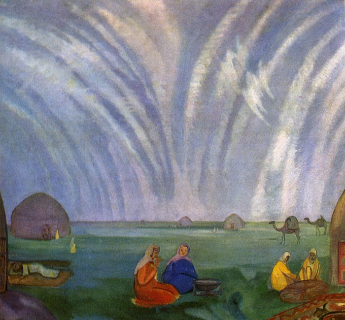 87. . .   . 1912. ,  .(P. Kouznetsov. Mirage dans la steppe. 1912. Moscou. Galerie Tretiakov.)