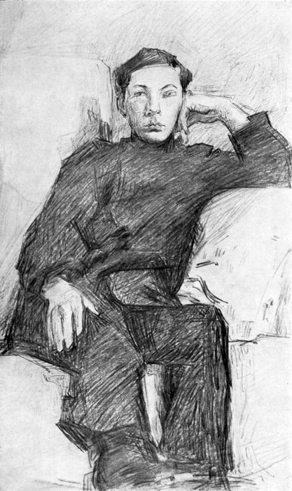  90. . .   .  . 1904. ,  .(M. Vroubel. Portrait de jeune homme. Crayon. 1904. Galerie Tretiakov. Moscou.) 