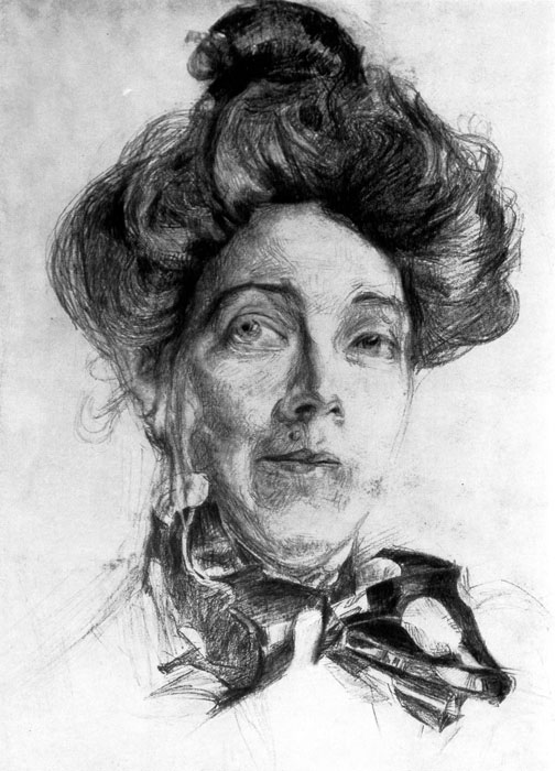  95. . .  . -.  . 1905. ,  .(M. Vroubel. Portrait de N. Zabella-Vroubel. Crayon. 1905. Musee russe de Leningrad. )