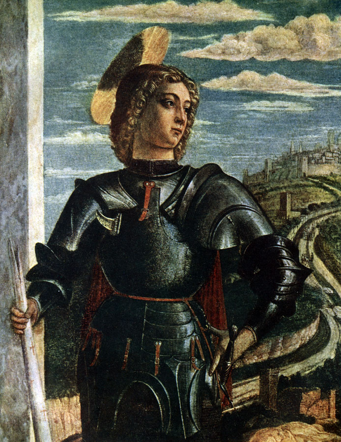 Мантенья. Св. Георгий. Фрагмент. Ок. 1468 г. Венеция, галлерея Академии.