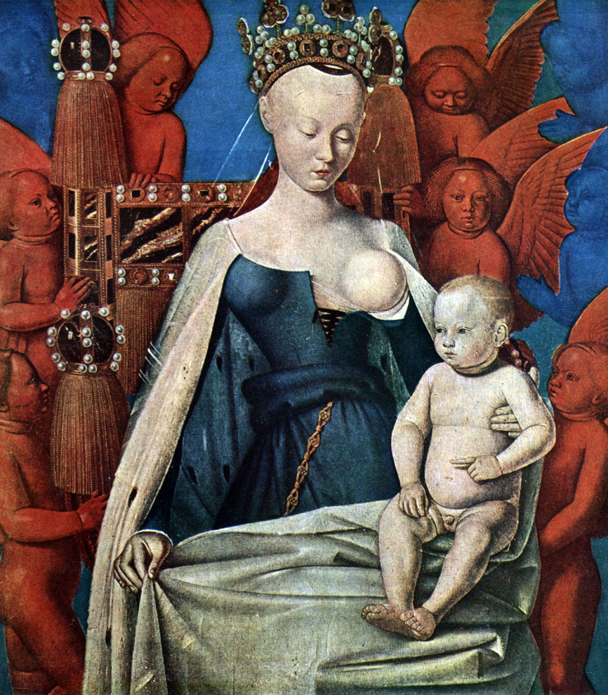 Жан Фуке. Богоматерь с младенцем. Створка диптиха из Мелена. Ок. 1450 г. Антверпен, Музей изящных искусств.