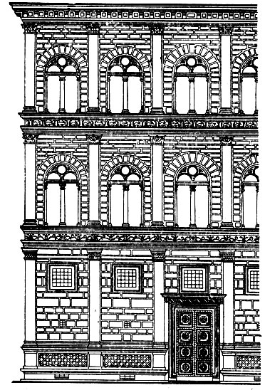 рис.стр.70 Альберти. Палаццо Ручеллаи во Флоренции. 1446-1451 гг. Фрагмент фасада.