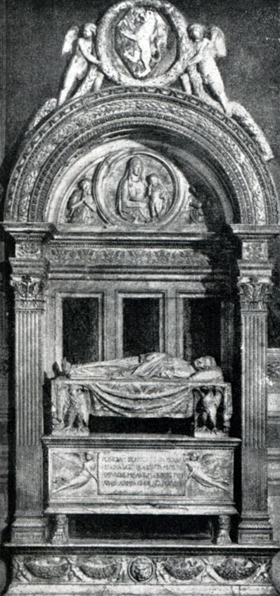 илл.74а Бернардо Росселлино. Гробница Леонардо Бруни в церкви Санта Кроче во Флоренции. Мрамор. 1444 г.