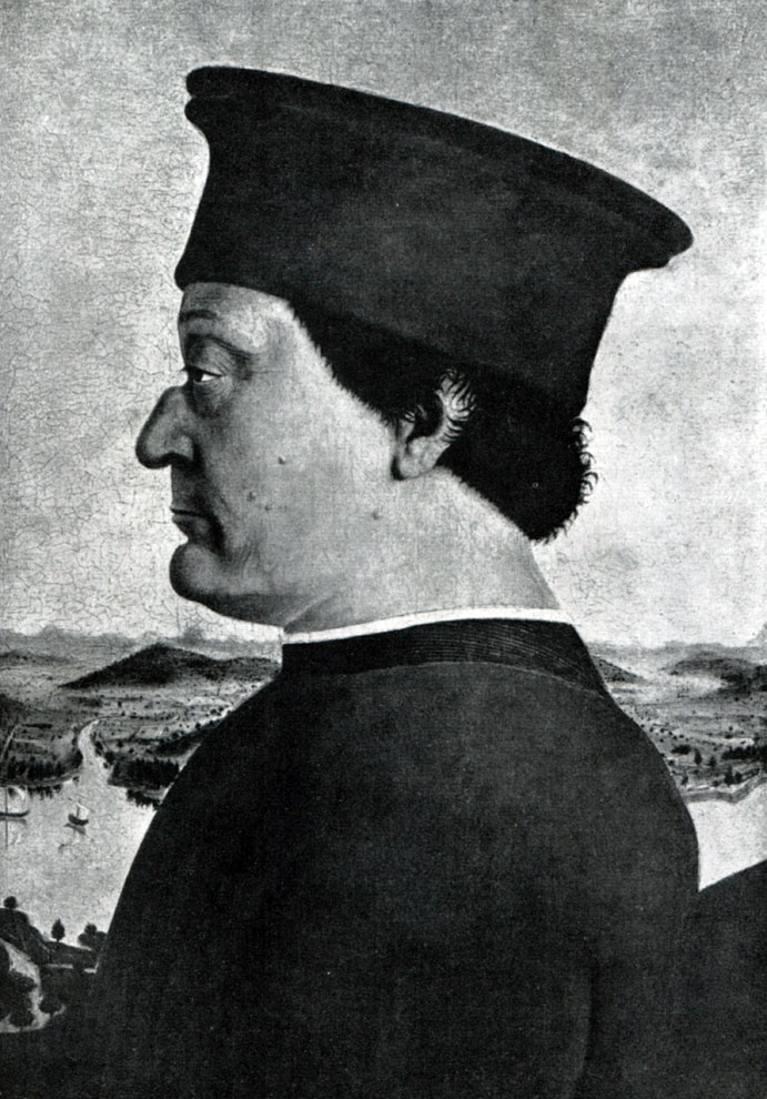 илл.84 Пьеро делла Франческа. Портрет Федериго да Монтефельтро. 1465 г. Флоренция, Уффици.