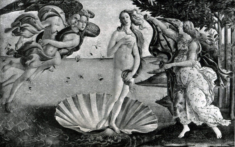 илл.109 Боттичелли. Рождение Венеры. Ок.1485 г. Флоренция, Уффици.
