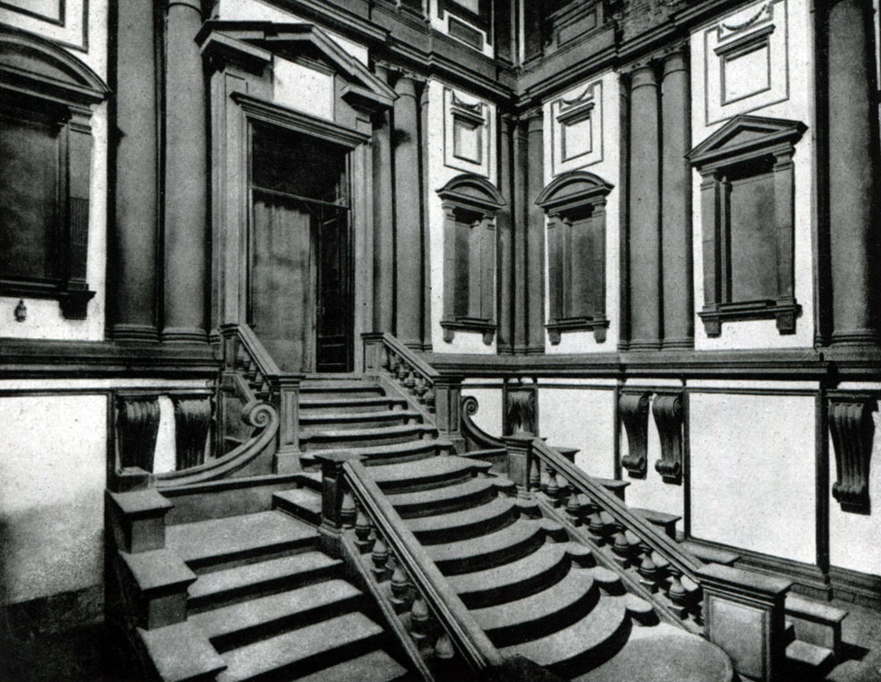 илл.122 Микеланджело. Лестница библиотеки Лауренциана во Флоренции. После 1559 г.