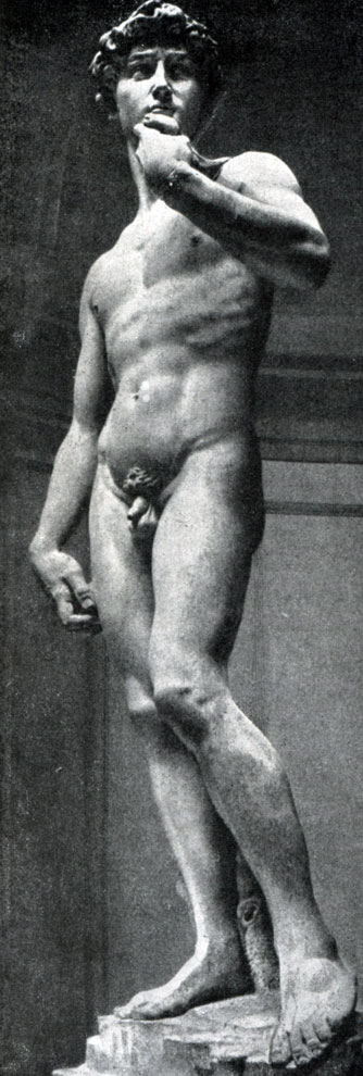 илл.158 Микеланджело. Давид. Мрамор. 1501-1504 гг. Флоренция, Академия изящных искусств.