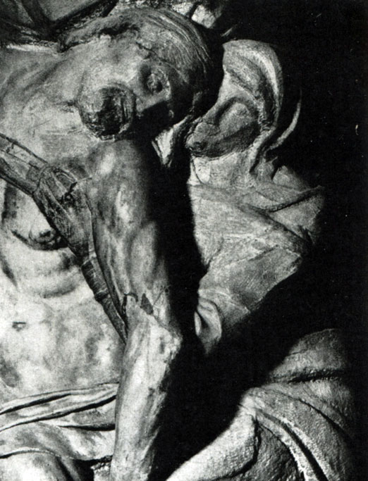 илл.174б Микеланджело. Положение во гроб. Фрагмент. Мрамор. Ок. 1550 г.- 1555 г. Флоренция, собор Санта Мария дель Фьоре. 