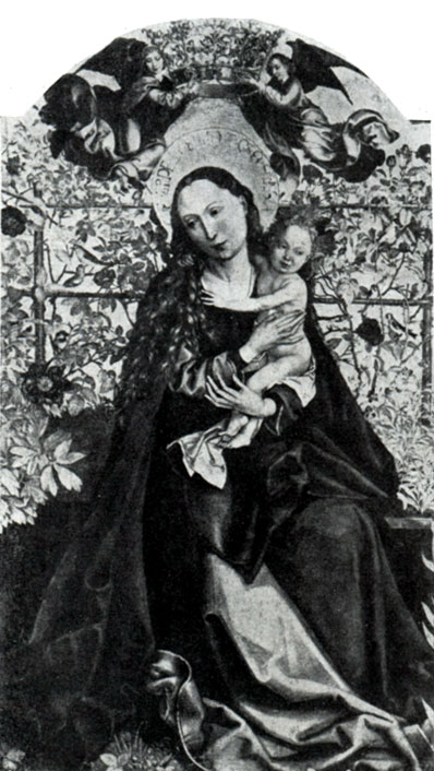 илл.313а Мартин Шонгауэр. Мадонна в розовой беседке. 1473 г. Кольмар, церковь св. Мартина.