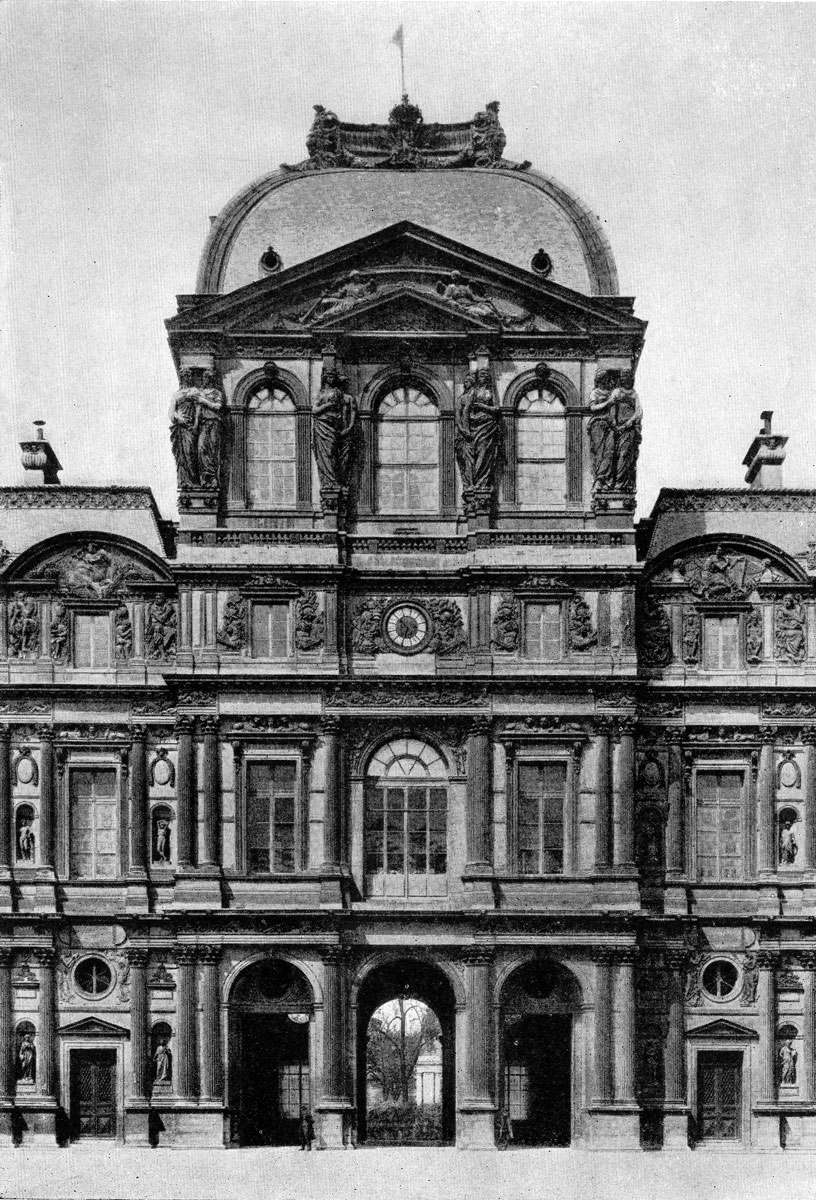 Жак Лемерсье. Павильон часов. Центральная часть западного фасада Лувра. Начат в 1624 г.