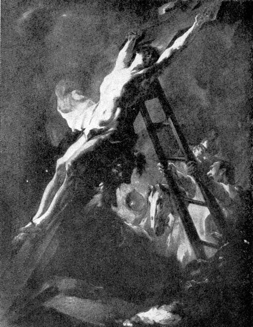 Франц Маульберч. Воздвижение креста. Ок. 1757-1758 гг. Вена, Австрийская галлерея.