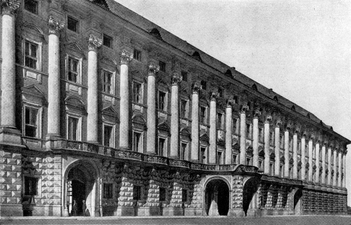 Франческо Каратти, Ансельмо Лураго. Главный фасад Чернинского дворца в Праге. Начат в 1669 г.