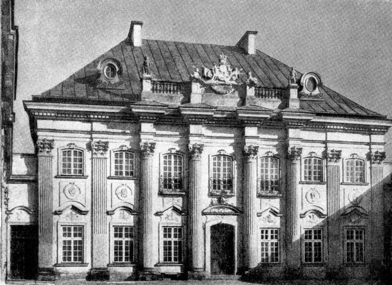 Дворец «Под жестью» в Варшаве. Ок. 1720 г. Главный фасад.