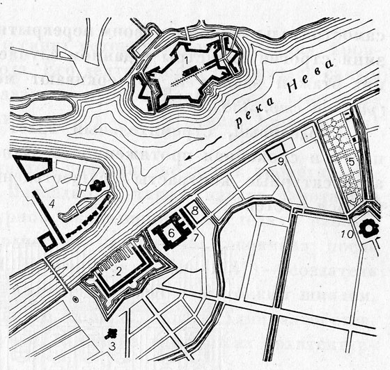 План центральной части Петербурга в 18 веке.