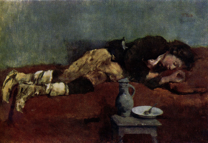 Вильгельм Лейбль. Спящий мальчик савояр. 1869 г. Ленинград, Эрмитаж