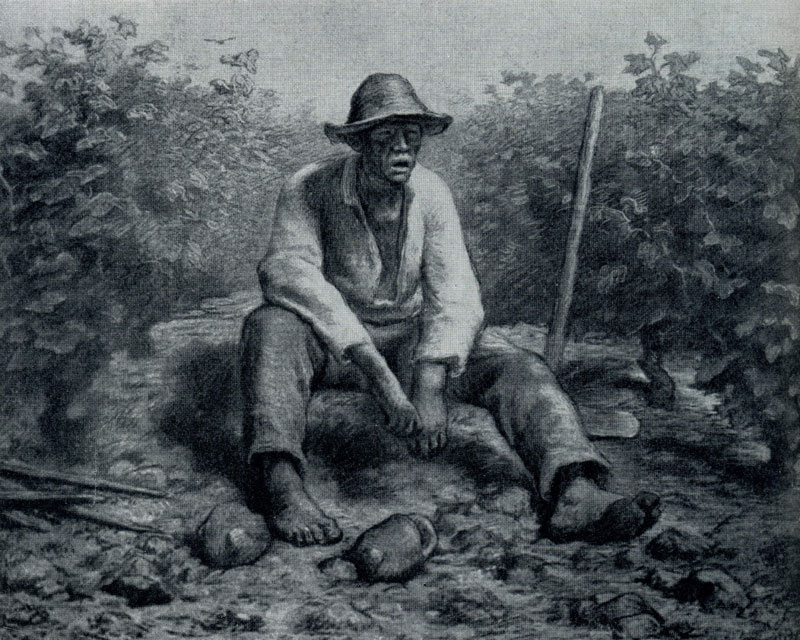 Жан Франсуа Милле. Отдых виноградаря. Пастель. Ок. 1869 г. Гаага, музей Месдаг.
