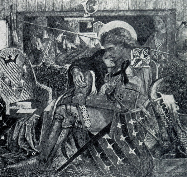 Данте Габриел Россетти. Обручение св. Георгия и принцессы Сабры. Акварель. 1857 г. Лондон, галлерея Тейт