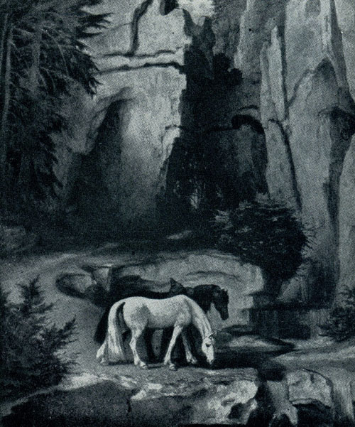 Мориц фон Швинд. Отшельник, ведущий коней на водопой. 1860-е гг. Мюнхен, галлерея Шак.
