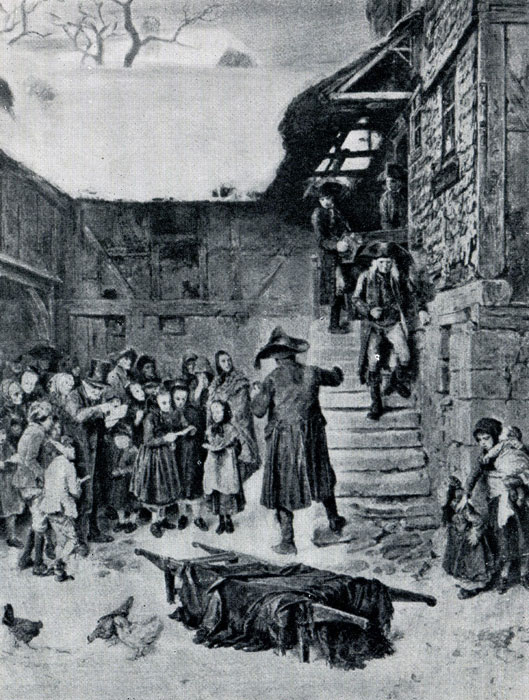 Людвиг Кнаус. Вынос тела в гессенской деревне. 1871 г.