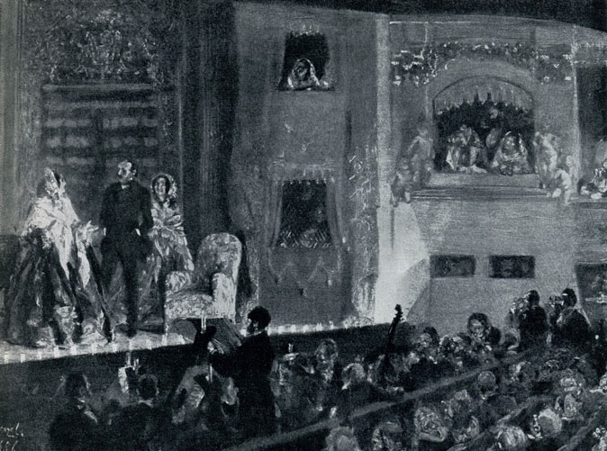 Адольф фон Менцель. Театр Жимназ. 1856 г. Берлин, Национальная галлерея.