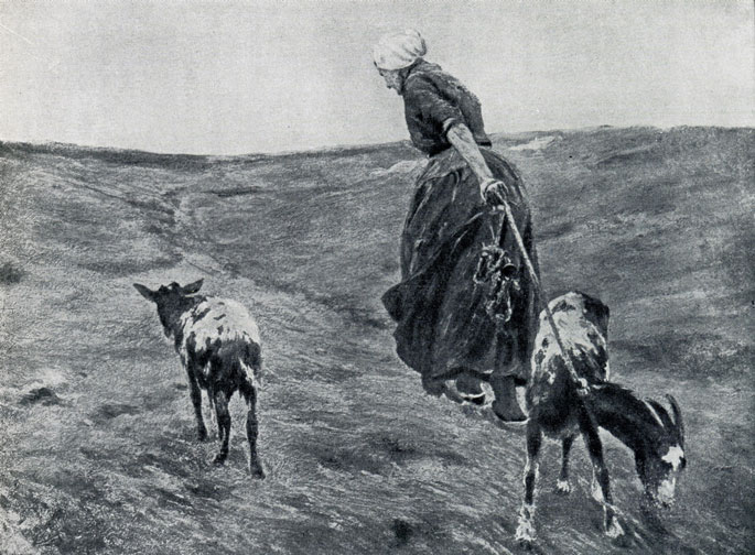Макс Либерман. Женщина с козами. 1890 г. Ганновер, Музей земли Нижняя Саксония.
