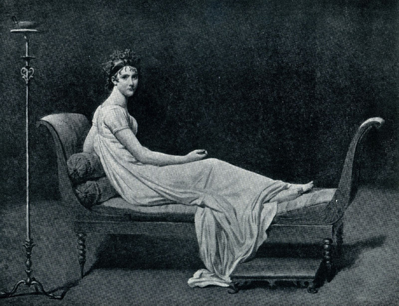 Жак Луи Давид. Портрет г-жи Рекамье. 1800 г. Не окончен. Париж, Лувр.