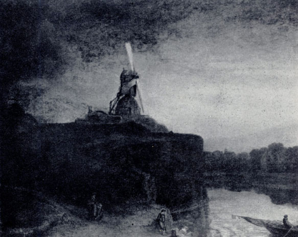 Рембрандт. Пейзаж с мельницей. Ок. 1650. Вашингтон, Национальная галерея