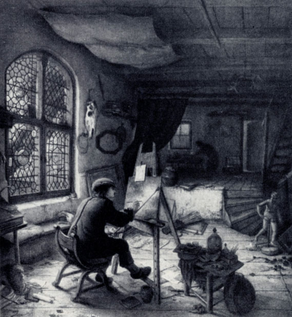 Адриан ван Остаде. Живописец в своей  мастерской. 1663. Дрезден, Картинная галерея