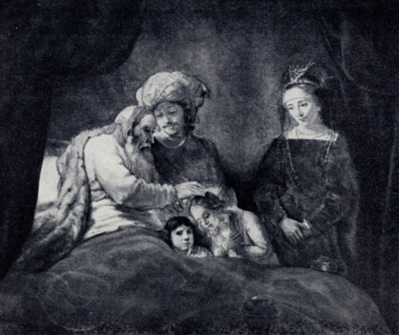 Рембрандт. Иаков, благословляющий сыновей Иосифа. 1656. Кассель, Картинная галерея