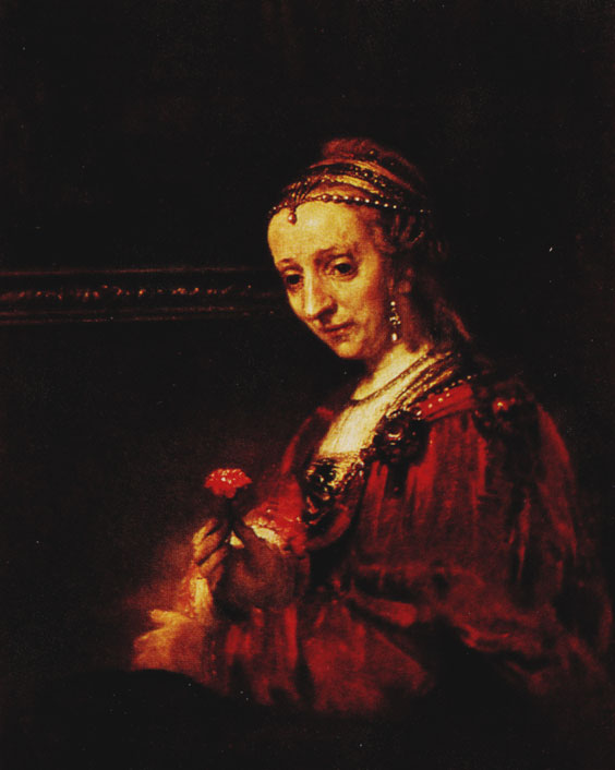 Рембрандт. Портрет женщины с гвоздикой. 1665 - 1669. Нью-Йорк, Метрополитен-музей