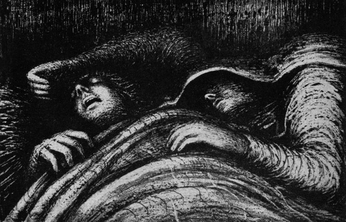 Генри Мур. Двое спящих. Рисунок. Мел, перо, акварель. 1943 г.