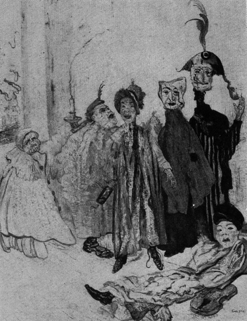 Джеймс Энсор. Странные маски. 1892 г. Брюссель, Музей современного искусства.