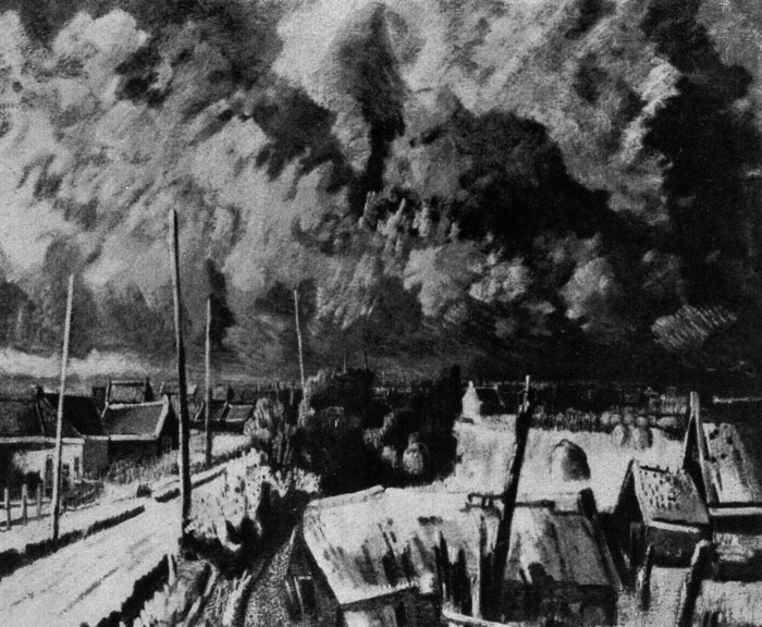 Хендрик Шабо. Пожар Роттердама. 1940 г. Гаага, Городской музей.